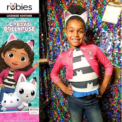 Rubies Fantasia infantil oficial da Casa de Bonecas da Gabby, vestido de festa para crianças.