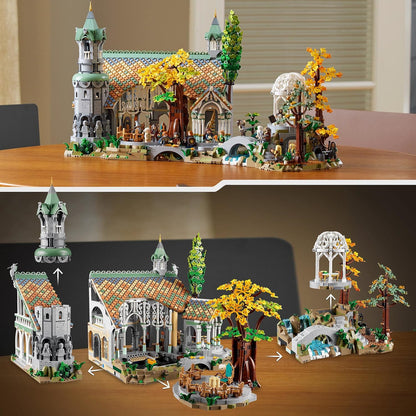 LEGO Icons O Senhor dos Anéis: Rivendell - Conjunto de exibição SdA colecionável para adultos com 15 minifiguras exclusivas, incl. Gandalf, Legolas, Aragorn e Frodo