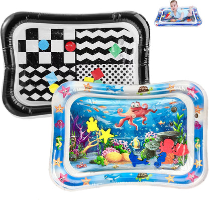 PandaEar Tapete de água inflável para bebês e crianças pequenas, conjunto com 2 unidades. Ideal para brincar de bruços ou no chão. Tapete sensorial para bebês de 3 a 6 e 9 meses (meninas e meninos).