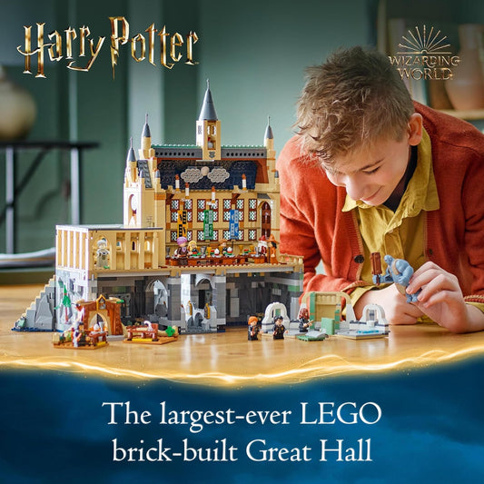 LEGO Castelo de Hogwarts de Harry Potter: conjunto do grande salão, conjunto de brinquedos colecionáveis para crianças, meninos e meninas, com 11 minifiguras incl. Hermione Granger e Ron Weasley, Presente do Mundo Mágico para Fãs 76435