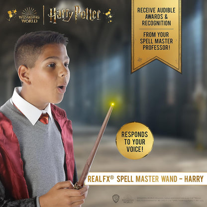 WOW! STUFF Varinha Harry Potter com Efeitos Reais | Varinha ativada por voz e luz e som | Presentes e Brinquedos Oficiais de Harry Potter do Mundo Mágico | Acessório de Fantasia para Fãs e Crianças a partir de 6 anos