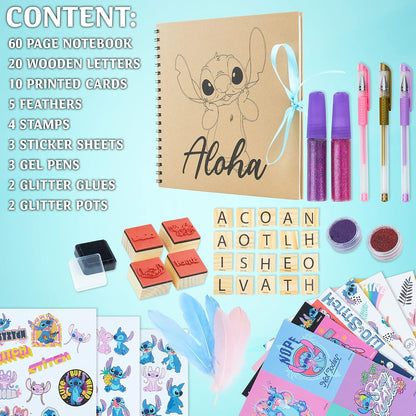 Disney Kit de scrapbook de pontos da para crianças, conjunto de artesanato com livro de recortes Wito, acessórios para scrapbooking, adesivos, carimbos, canetas de gel, glitter, conjunto de arte para meninas, presentes de ponto para meninas, roxo