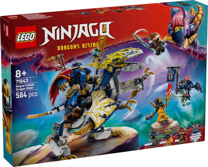 LEGO NINJAGO Rogue's Mech Dragon Rider - Brinquedo Ninja com Figuras Articuláveis de Dragão e Robô - 4 Minifiguras, incluindo Lloyd e Arin e uma Espada Reveladora - Presente para meninos a partir de 8 anos e fãs de Dragons Rising - 71843