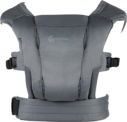 Ergobaby Hug Portabebés ergonómico Soft Air Mesh para recién nacidos desde el nacimiento, portabebés ergonómico de 2 posiciones, negro lavado