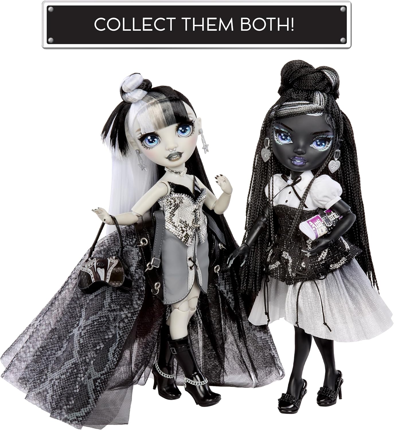 Boneca Fashion Rainbow High Shadow High Fashion - Heather Grayson - Cabelo Preto e Branco, 28 cm, com Roupas de Grife, Ideal para Colecionadores e Crianças de 6 a 12 Anos.