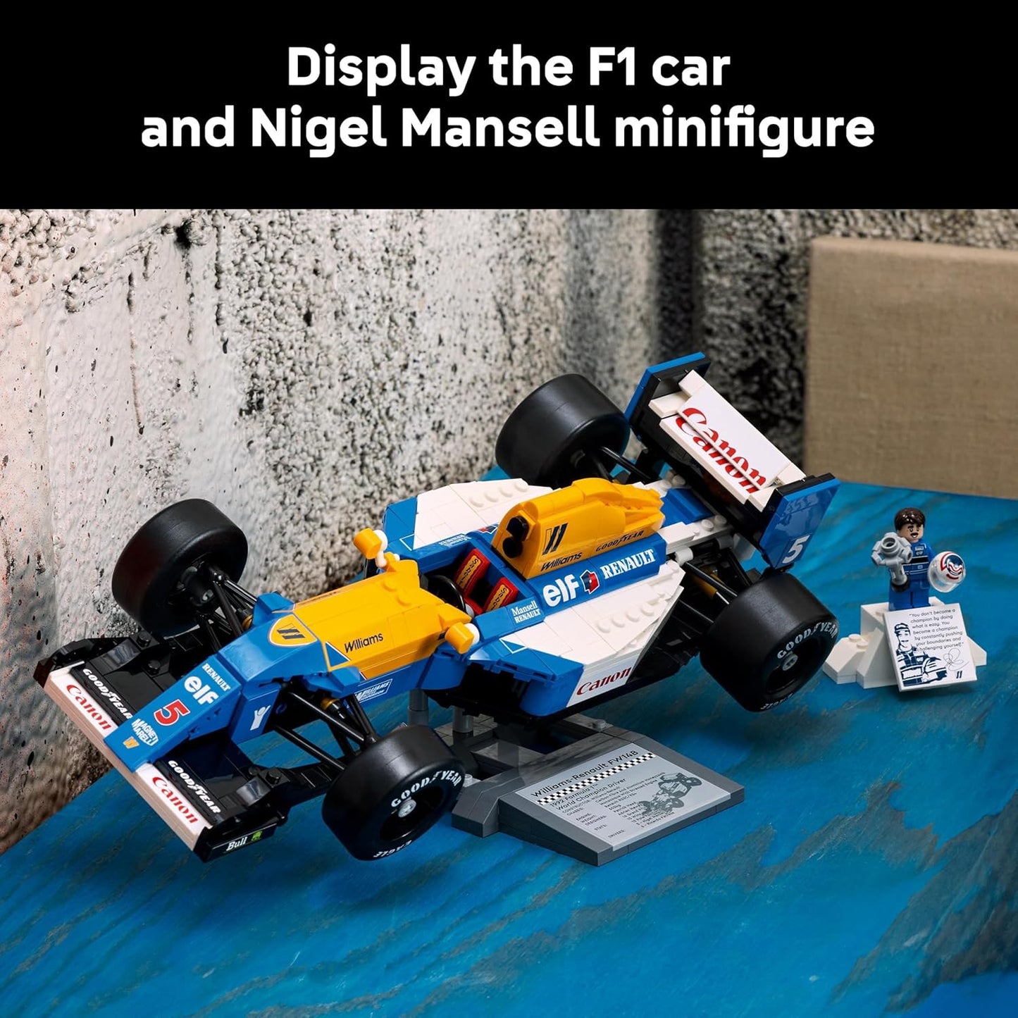 LEGO Icons Williams Racing FW14B e Nigel Mansell - Conjunto de modelo de carro de F1 para adultos, com minifigura colecionável do piloto, troféu e suporte de exibição - Ideia de presente para fãs de automobilismo homens, mulheres e adolescentes 10353