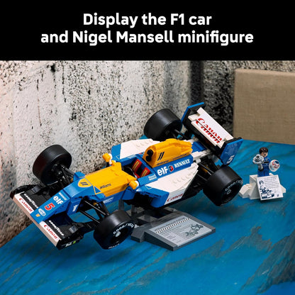 LEGO Icons Williams Racing FW14B e Nigel Mansell - Conjunto de modelo de carro de F1 para adultos, com minifigura colecionável do piloto, troféu e suporte de exibição - Ideia de presente para fãs de automobilismo homens, mulheres e adolescentes 10353