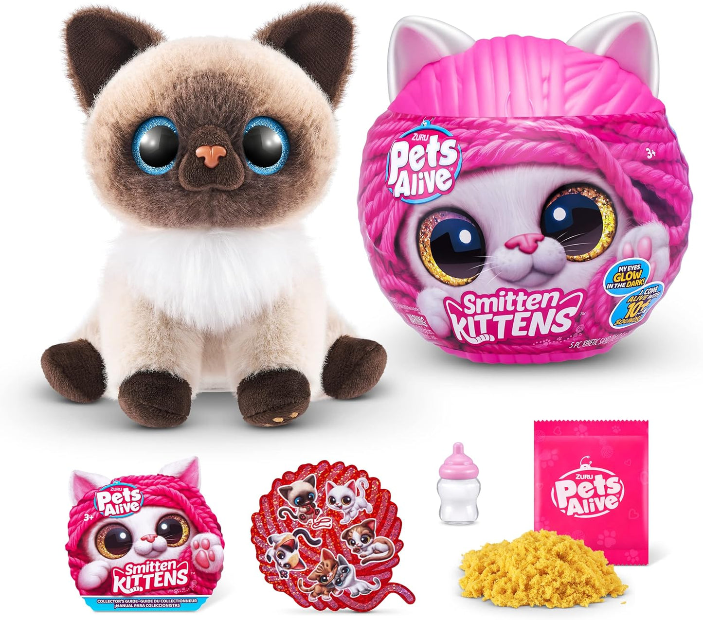 Pets Alive Smitten Kittens Mooloo, pelúcia de gatinho surpresa, pelúcias ultramacias, animais de estimação de brinquedo interativos, gatinho de estimação eletrônico, idades 3+ (Mooloo)