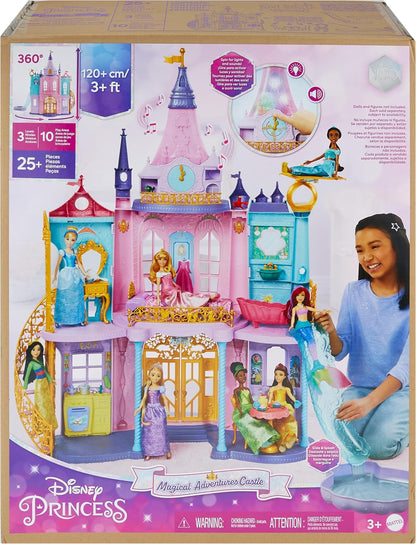 Mattel Castelo Supremo das Princesas Disney da , 1,20 m de altura com luzes e sons | Inclui 3 andares, 10 áreas de brincar, mais de 25 móveis e acessórios e "fogos de artifício" luminosos; inspirado nos filmes da Disney, HLW29