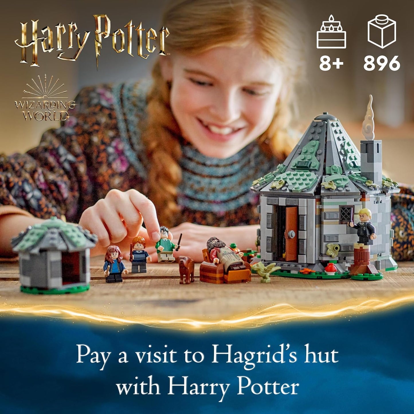LEGO Harry Potter Cabaña de Hagrid: Una visita inesperada, Casa de juegos para niños, niños y niñas mayores de 8 años, Incluye figuras de dragón y perro, además de minifiguras de 5 personajes de Hermione y Ron, Idea de regalo 76428