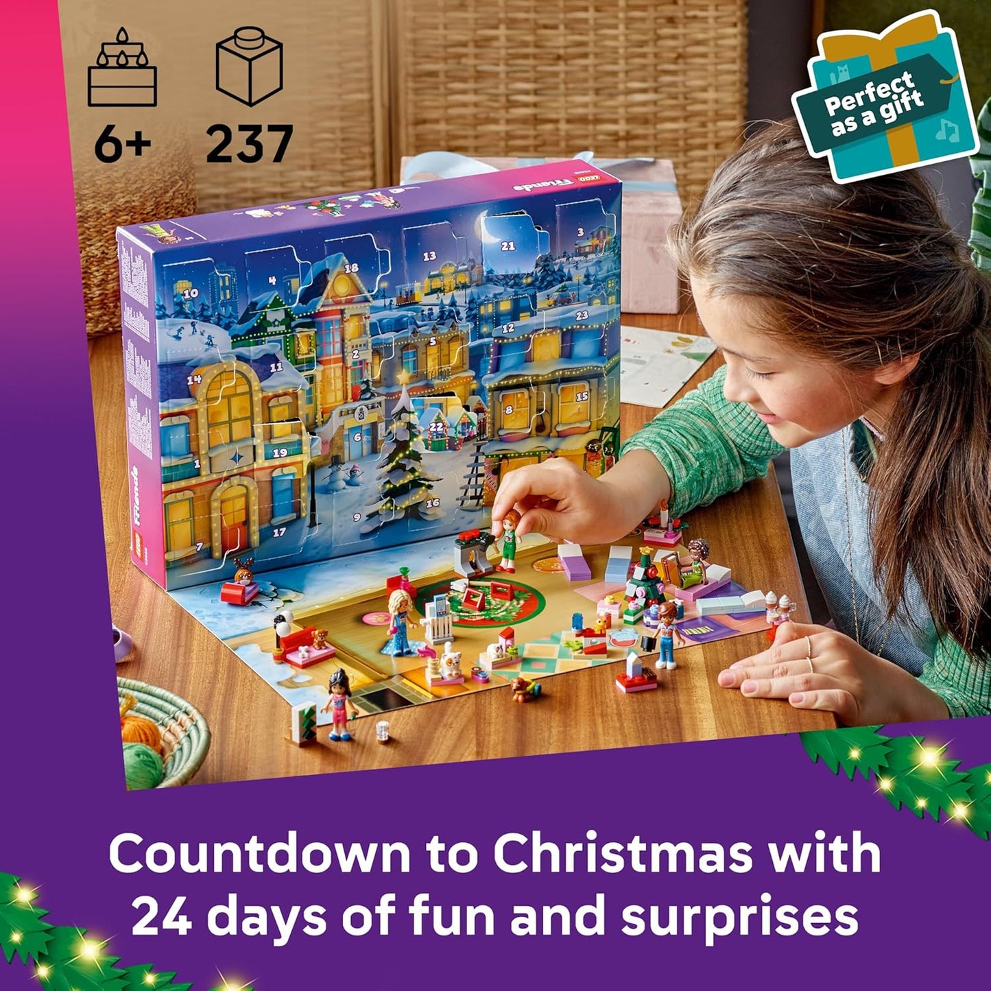 Calendário do Advento LEGO Friends 2025 para meninas a partir de 6 anos - Brinquedos para a contagem regressiva do Natal com 24 surpresas, incluindo 5 mini bonecas, 5 figuras de animais de estimação e acessórios fofos - 42668