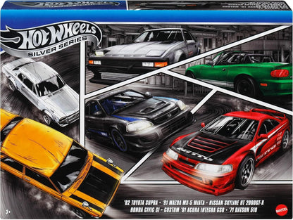 Hot Wheels, escala 1:64, carrinhos de brinquedo em metal fundido, conjunto de 6 veículos japoneses com decoração em relevo (os modelos podem variar), JBY77