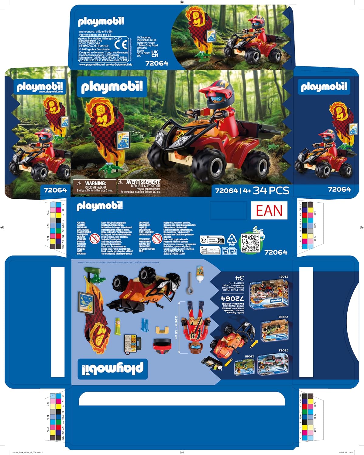 Playmobil | Veículos | Quadriciclo Off-road | Quadriciclo off-road com para-choque de proteção removível | brinquedo para crianças a partir de 4 anos | 72064