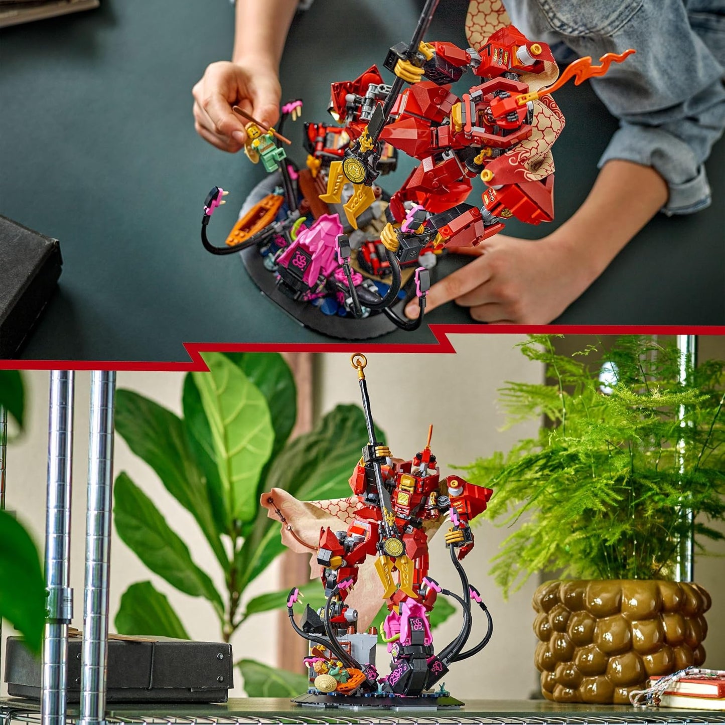 LEGO Ninjago - O Cavaleiro de Fogo Conjunto de Construção Monstruoso com uma Figura Articulável, 2 Minifiguras e um Monstro Marinho em um Suporte de Exposição Presente de Aniversário para Meninos e Adolescentes com Mais de 14 Anos - 71846