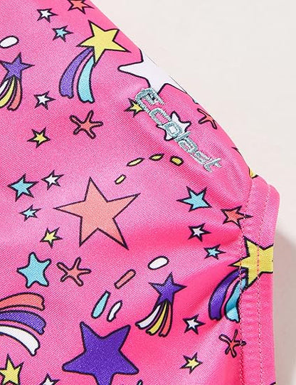 Zoggs Maiô feminino RainbowUnicorn com babado cruzado nas costas