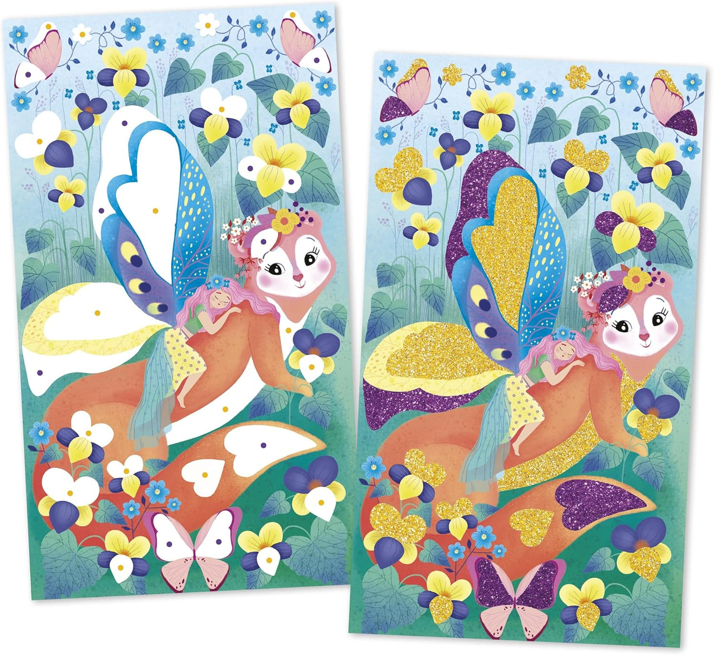 Janod - 3 Pranchas de Glitter com 2 Tubos de Glitter - Tema Fada - Kit de Lazer Criativo Infantil - A partir de 5 anos - J09171