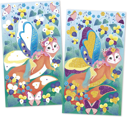 Janod - 3 Pranchas de Glitter com 2 Tubos de Glitter - Tema Fada - Kit de Lazer Criativo Infantil - A partir de 5 anos - J09171