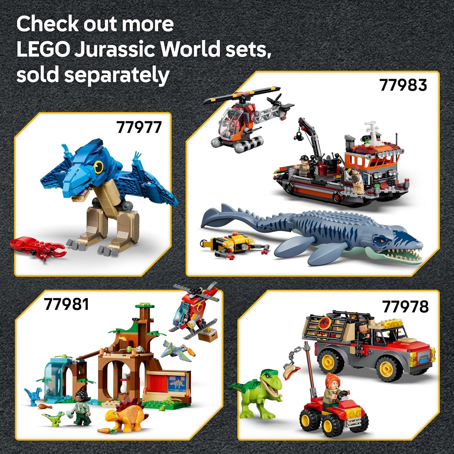 LEGO Jurassic World Fuga do Dinossauro Espinossauro – Brinquedo Interativo com Figura de Dinossauro, Moto e 2 Minifiguras – Presente de Aniversário para Meninos e Meninas a partir de 9 Anos – 77982
