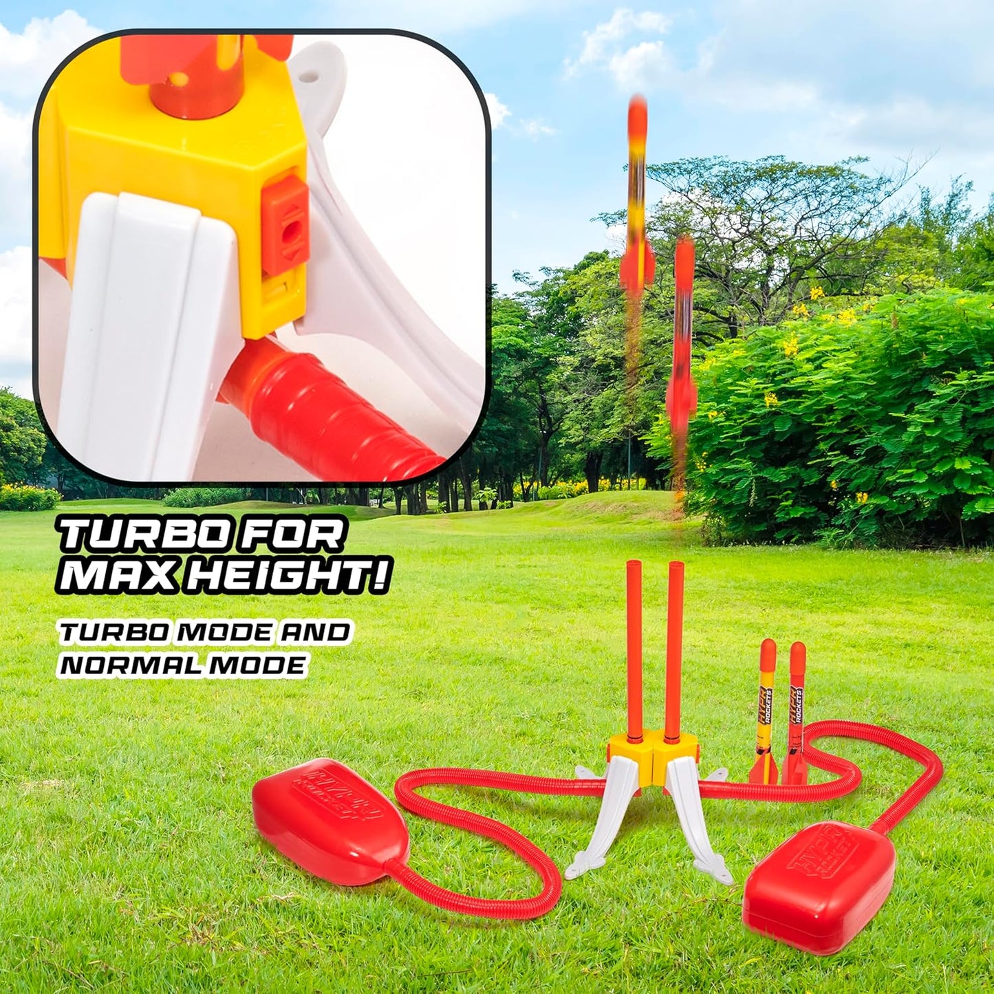 UAU! COISAS - HYPR Rocket 500, o selo voador mais alto para lançar foguetes, voa até 152 metros, 3 foguetes, jardim ou quintal ao ar livre, brinquedos e presentes para crianças, famílias, meninos e meninas