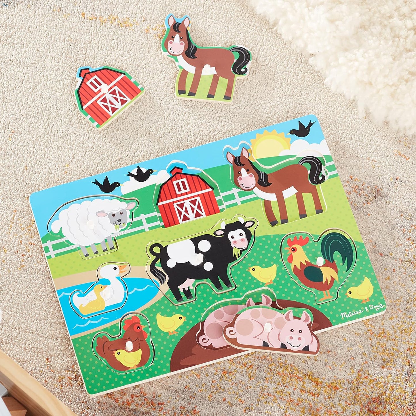 Melissa e Doug Brinquedos de madeira - 3 pranchas de fixação para crianças - Animais de fazenda, safari e veículos, brinquedos de aprendizagem para meninas e meninos de 2 anos, presentes de quebra-cabeças infantis