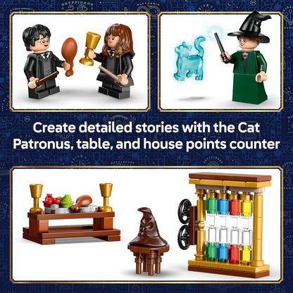 LEGO Harry Potter Castelo de Hogwarts: Brinquedo Cerimônia do Chapéu Seletor - Miniaturas colecionáveis do Patrono, Hermione e Draco Malfoy com varinhas e roda da sorte - Presente para meninas e meninos a partir de 7 anos - 76460