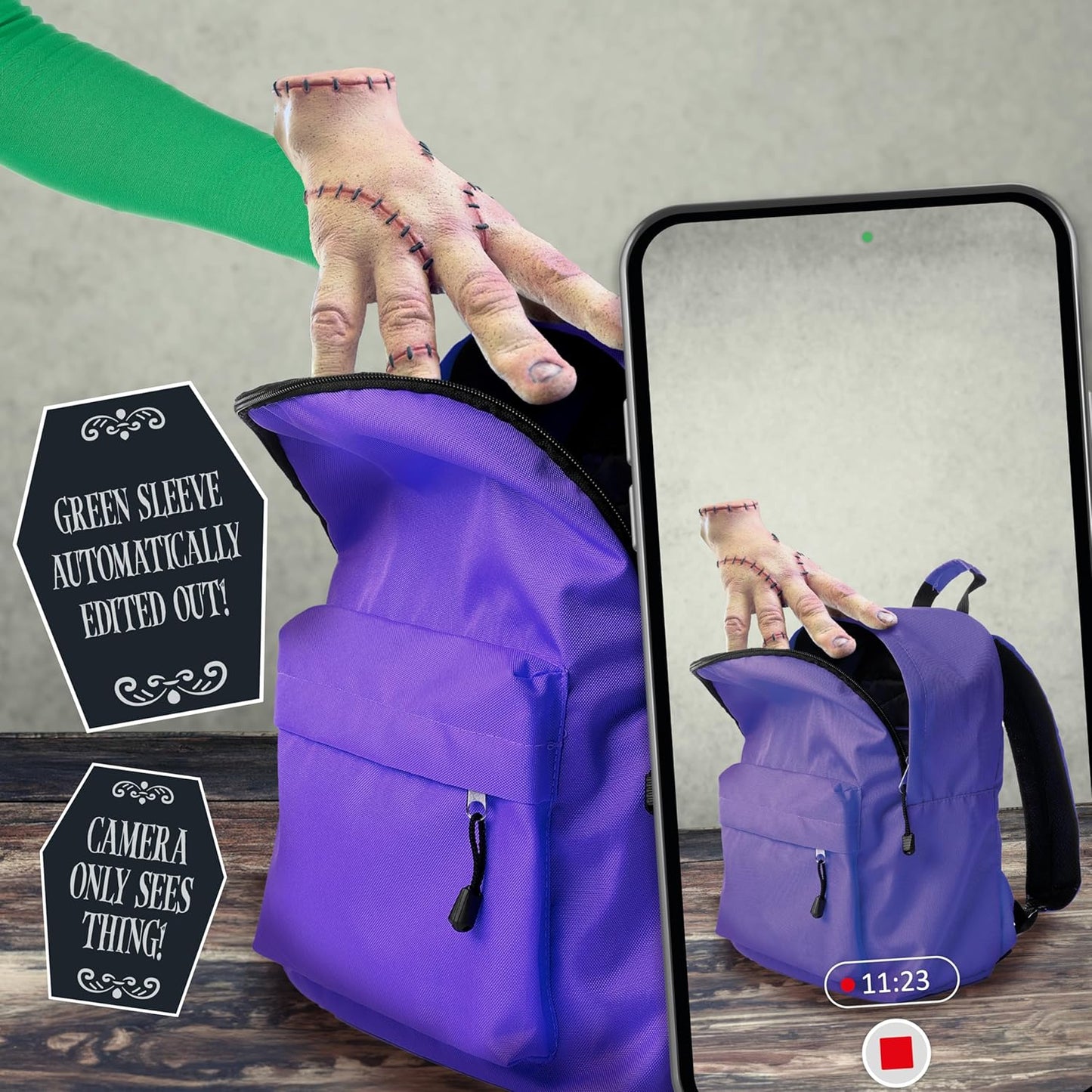 UAU! COISAS Wednesday Real FX Thing | Inclui aplicativo de efeitos especiais no estilo Hollywood | Wednesday Addams Role Play e Dress Up Halloween e acessórios de fantasia | Para fãs da série Wednesday da Netflix