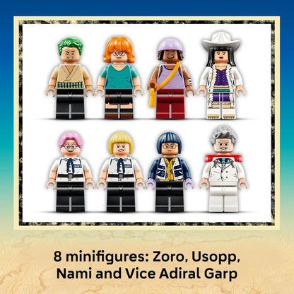 LEGO ONE PIECE Navio de Guerra da Marinha do Garp – Kit de Modelo de Barco com 8 Minifiguras (incluindo Zoro, Usopp e Nami) – Decoração para Quarto Infantil – Presente para Meninos, Meninas e Fãs a partir de 9 Anos – 75646