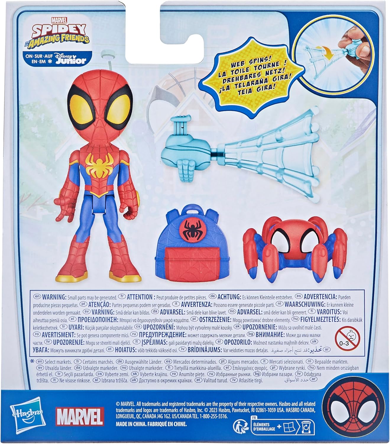 SPIDEY AND HIS AMAZING FRIENDS Web-Spinners, boneco de ação do Spidey com acessórios, acessório para girar a teia