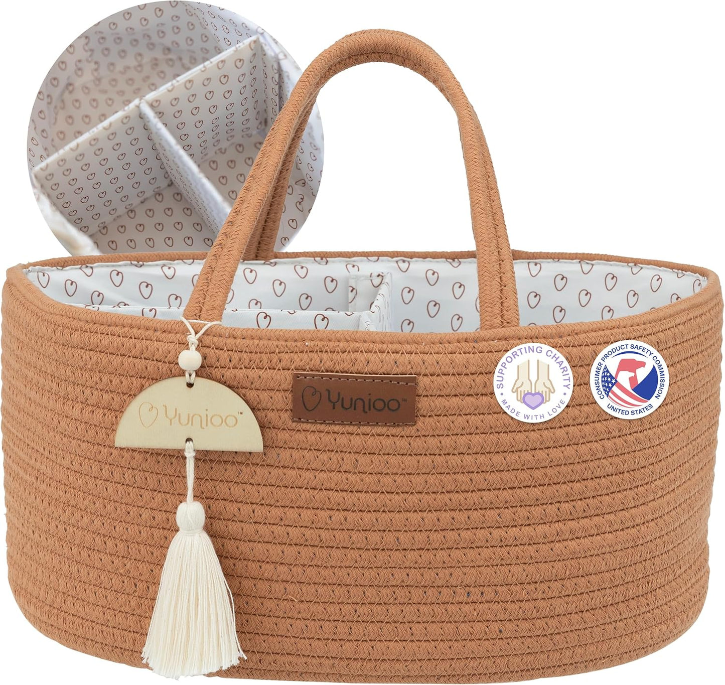 Yunioo Organizador de fraldas para itens essenciais de bebê para recém-nascidos, bolsa para troca de fraldas, cesta para presentes de chá de bebê, organizador de fraldas para trocador e trocador, cesta para guardar brinquedos