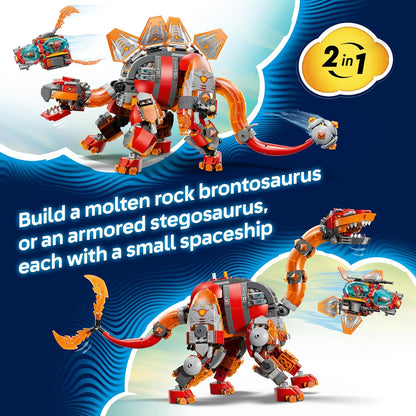 LEGO DREAMZzz 2 em 1 Dino Jet - Figura de dinossauro que se transforma em um Estegossauro Blindado - Inclui 4 minifiguras e 2 criaturas colecionáveis do tesouro - Presente para meninos a partir de 9 anos - 71514