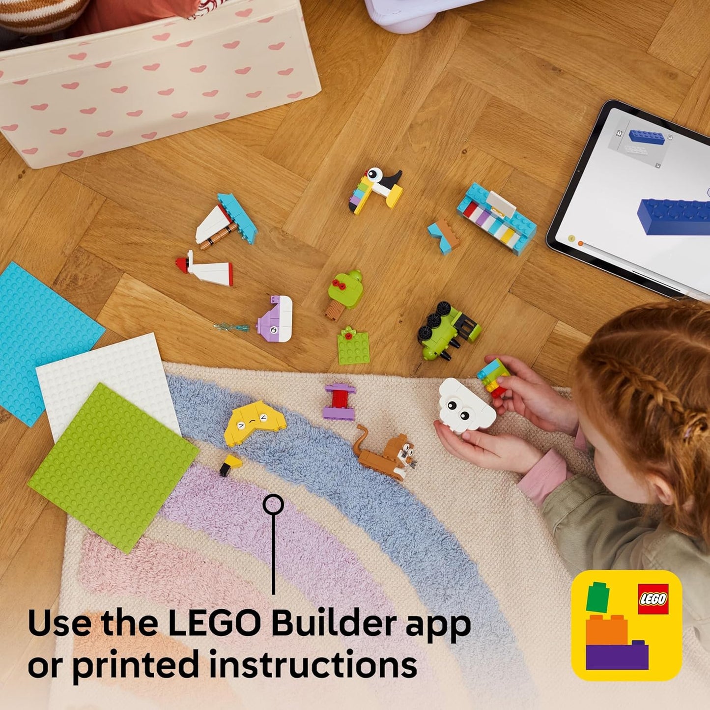 LEGO Classic Caixa Criativa de Construção e Brincadeira - Conjunto de Peças Coloridas - Construa uma Casa, um Caminhão de Bombeiros, um Teclado de Piano, Nuvens e um Arco-Íris - Kit de Artes e Ofícios para Meninos e Meninas a partir de 5 Anos - 11044