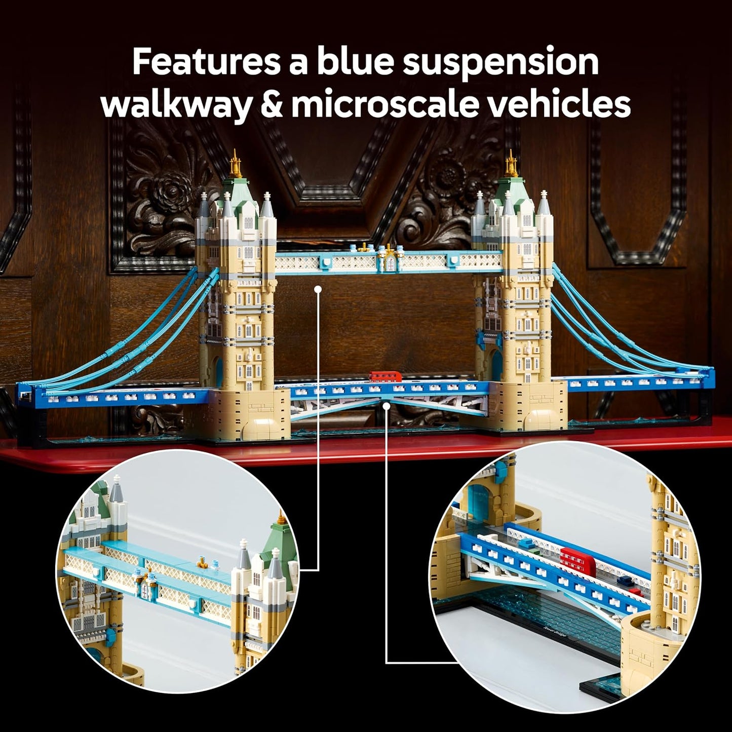 LEGO Architecture Tower Bridge – Kit de Modelo em Miniatura para Montar (Adultos) – Conjunto de Decoração 3D para Prateleira com Ponte Elevadiça, Base do Rio Tâmisa e Ônibus de Londres – Ideia de Presente Colecionável – 21067