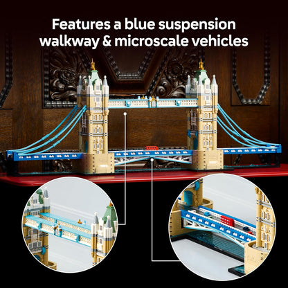 LEGO Architecture Tower Bridge – Kit de Modelo em Miniatura para Montar (Adultos) – Conjunto de Decoração 3D para Prateleira com Ponte Elevadiça, Base do Rio Tâmisa e Ônibus de Londres – Ideia de Presente Colecionável – 21067