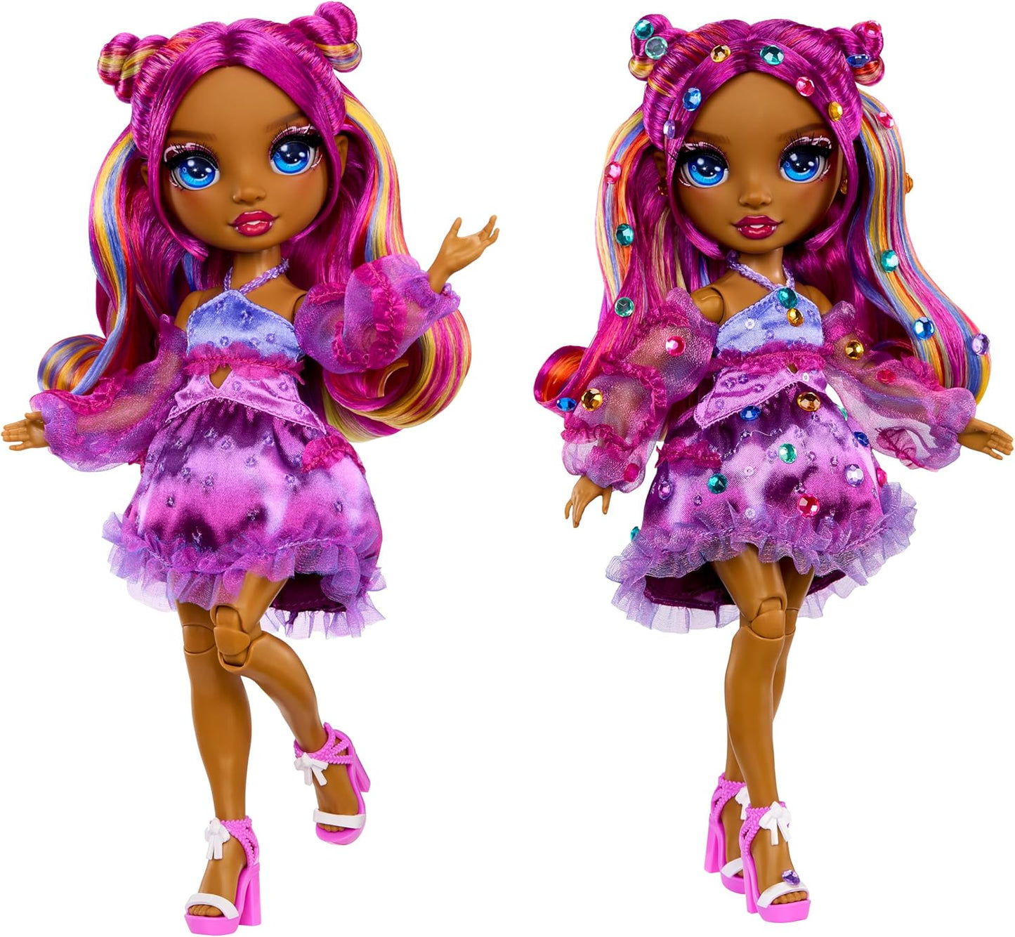 Rainbow High Be Dazzling - Noemie Violette - Boneca Fashion Roxa de 28cm com Ferramenta para Aplicar Brilho, Gemas Brilhantes e Acessórios de Estilo