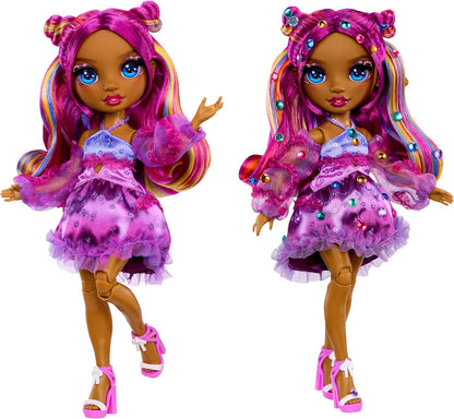 Rainbow High Be Dazzling - Noemie Violette - Boneca Fashion Roxa de 28cm com Ferramenta para Aplicar Brilho, Gemas Brilhantes e Acessórios de Estilo
