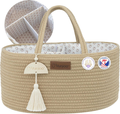 Yunioo Organizador de fraldas para itens essenciais de bebê para recém-nascidos, bolsa para troca de fraldas, cesta para presentes de chá de bebê, organizador de fraldas para trocador e trocador, cesta para guardar brinquedos