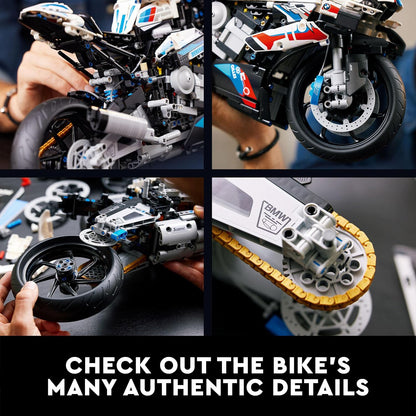 LEGO Kit de modelo de motocicleta Technic BMW M 1000 RR para adultos, conjunto de motocicleta de construção e exibição com recursos autênticos, presente para o dia dos pais, ideia de presente de veículo para homens, mulheres, ele ou ela 42130