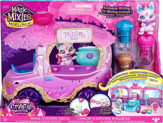 Magic Mixies Magic Potions Truck Playset, se transforma en una tienda de pociones, crea 3 hechizos y pociones sorpresa para tus mixlings, incluye 1 mixling exclusivo,