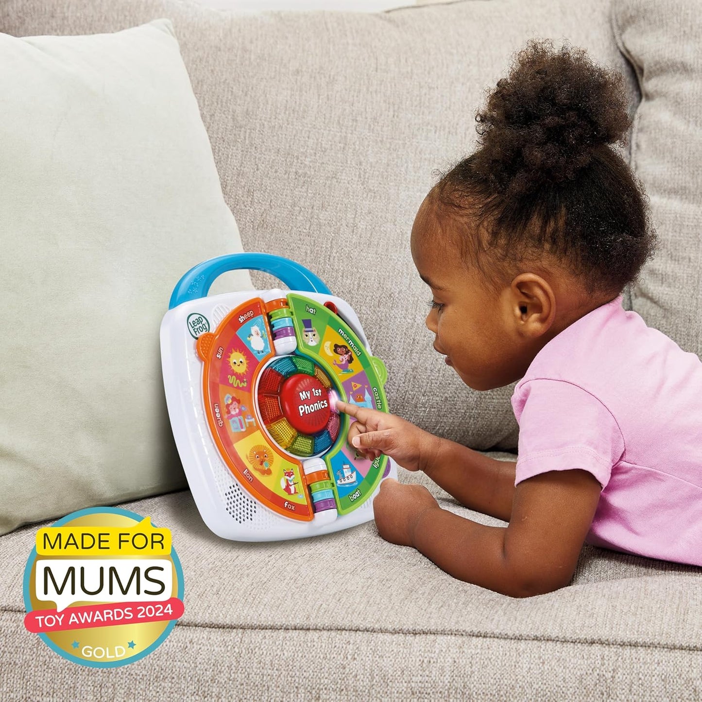 LeapFrog My 1st Phonics: Gire e aprenda, brinquedo educacional com 10 botões iluminados, mais de 100 palavras, 4 modos e 44 sons fonéticos, presente interativo divertido para 18, 24 meses +