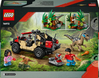 LEGO Jurassic World Raptor Off-Road Escape Dinossauro Brinquedo - inclui 2 figuras de dinossauro, carro off-road e 2 minifiguras - Presente para meninos e meninas a partir de 6 anos e fãs do filme Rebirth - 76972