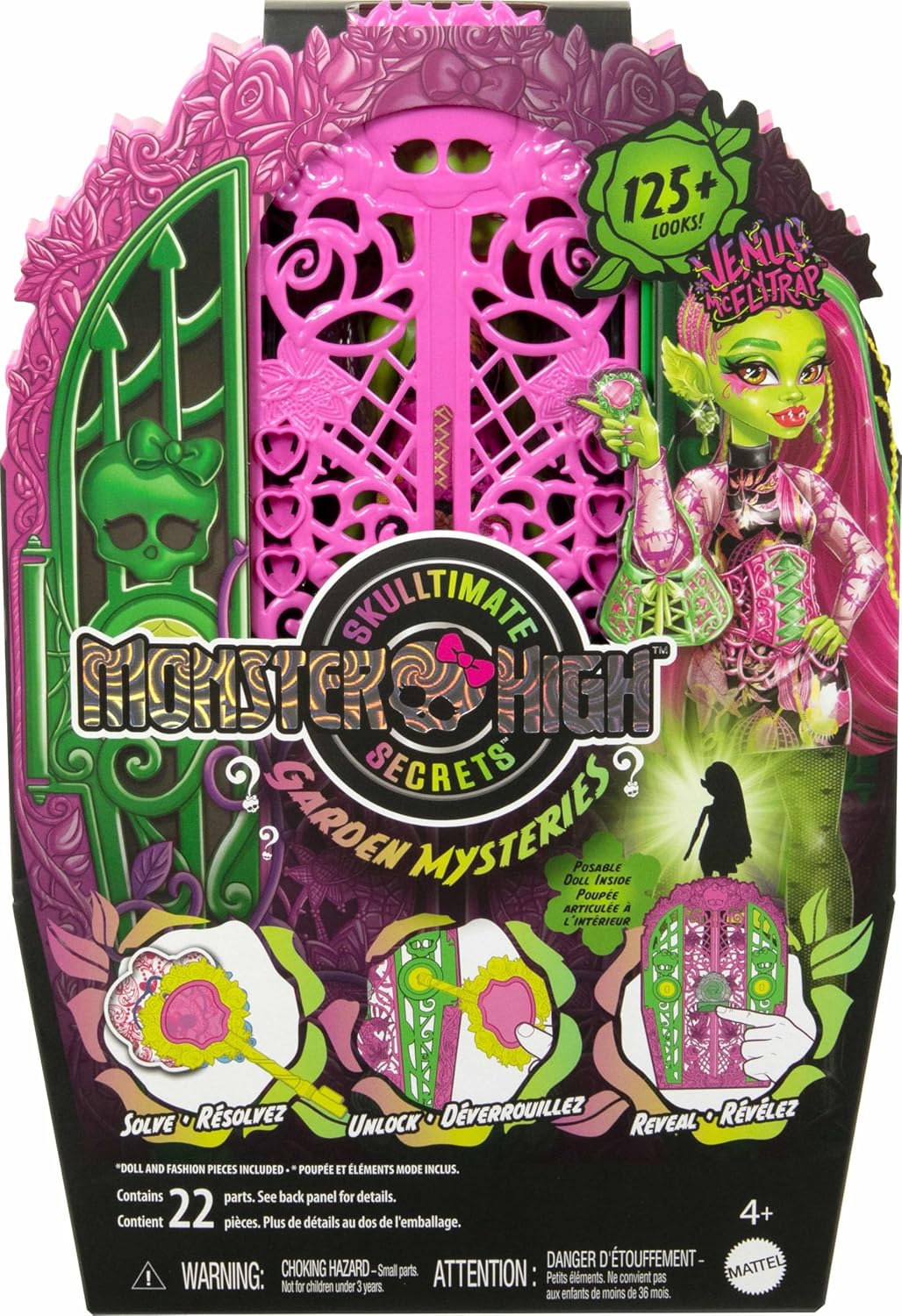Monster High Boneca e acessórios Skulltimate Secrets, Garden Mysteries Venus McFlytrap com guarda-roupa revelador e mais de 19 surpresas para festa do chá, como roupas, HYT75