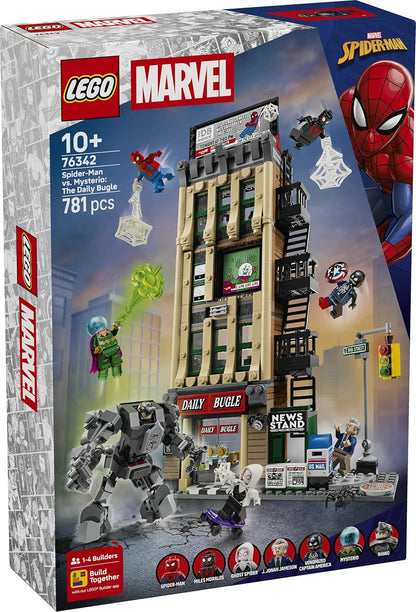 LEGO | Marvel Homem-Aranha vs. Mysterio: Prédio do Clarim Diário - Brinquedo de Super-Herói com Figura de Ação Mecânica e 7 Minifiguras - Presente de Aniversário para Meninos a partir de 10 Anos e Fãs do Filme - 76342