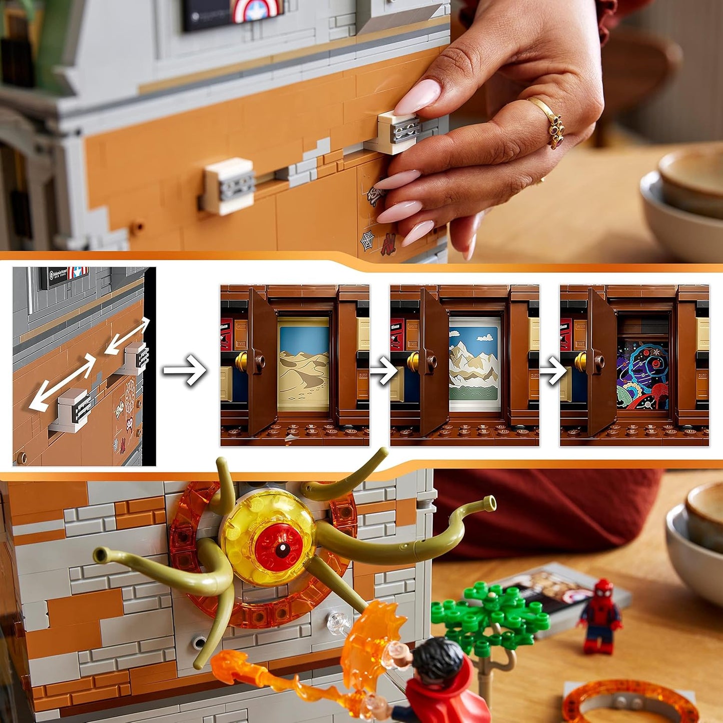 LEGO 76218 Marvel Sanctum Sanctorum, conjunto de construção modular de 3 andares, kit de modelo para adultos construirem, com minifiguras de Doutor Estranho e Homem de Ferro, colecionável Avengers Infinity Saga