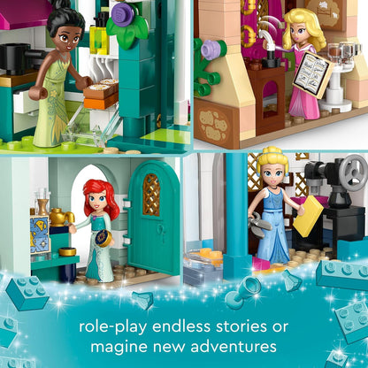 LEGO ǀ Disney Princess: Disney Princess Market Adventure, brinquedo montável para crianças, meninas e meninos com minibonecas Tiana, Aurora, Ariel e Cinderela e 4 casas, ideia imaginativa para presente 43246