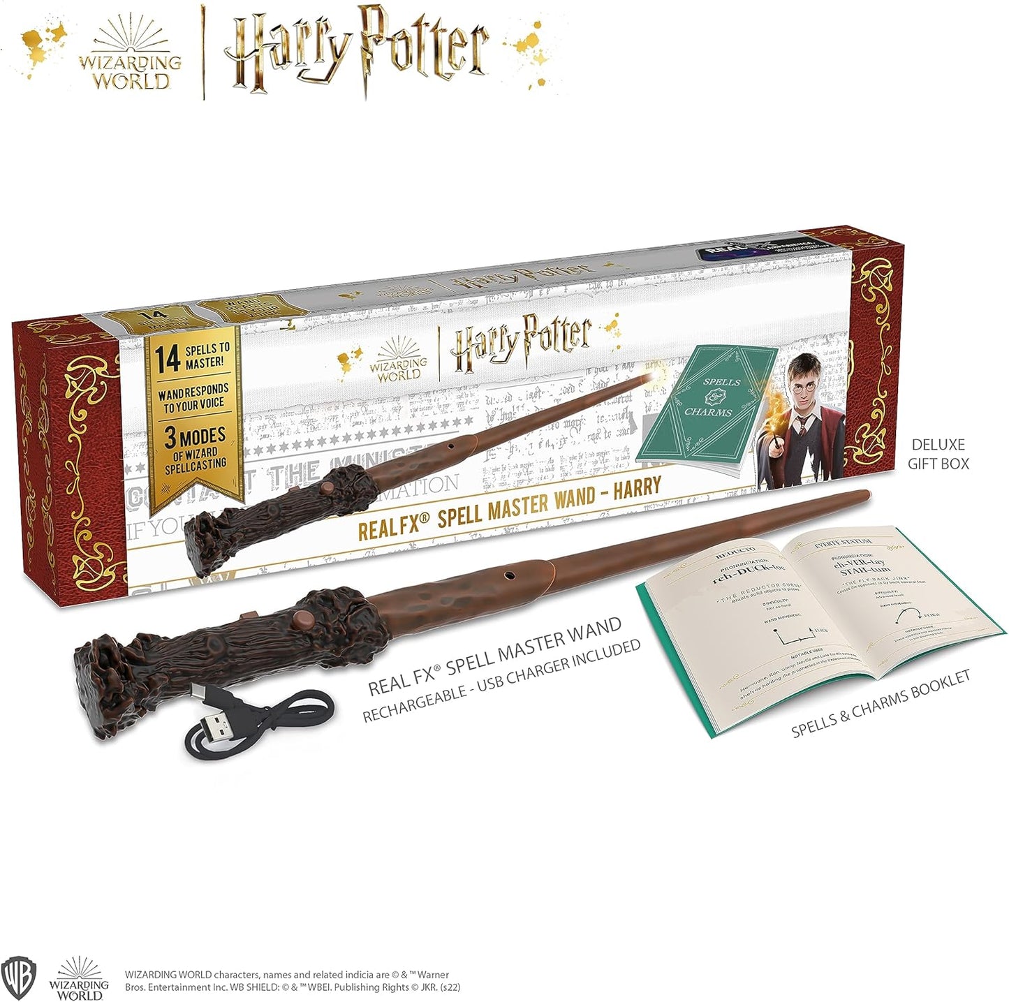 WOW! STUFF Varinha Harry Potter com Efeitos Reais | Varinha ativada por voz e luz e som | Presentes e Brinquedos Oficiais de Harry Potter do Mundo Mágico | Acessório de Fantasia para Fãs e Crianças a partir de 6 anos