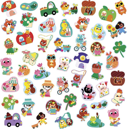 Janod - 50 Adesivos Grandes para Crianças 18 meses - Formato 7x8cm - Adesivos, Janod - Pacote com 100 adesivos - Adesivos de Bolso Formato 5x5cm - Dinos, Janod - Pacote com 300 adesivos - Adesivos de Bolso Formato 3x3cm - Geométricos