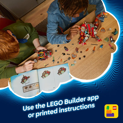 LEGO DREAMZzz 2 em 1 Dino Jet - Figura de dinossauro que se transforma em um Estegossauro Blindado - Inclui 4 minifiguras e 2 criaturas colecionáveis do tesouro - Presente para meninos a partir de 9 anos - 71514