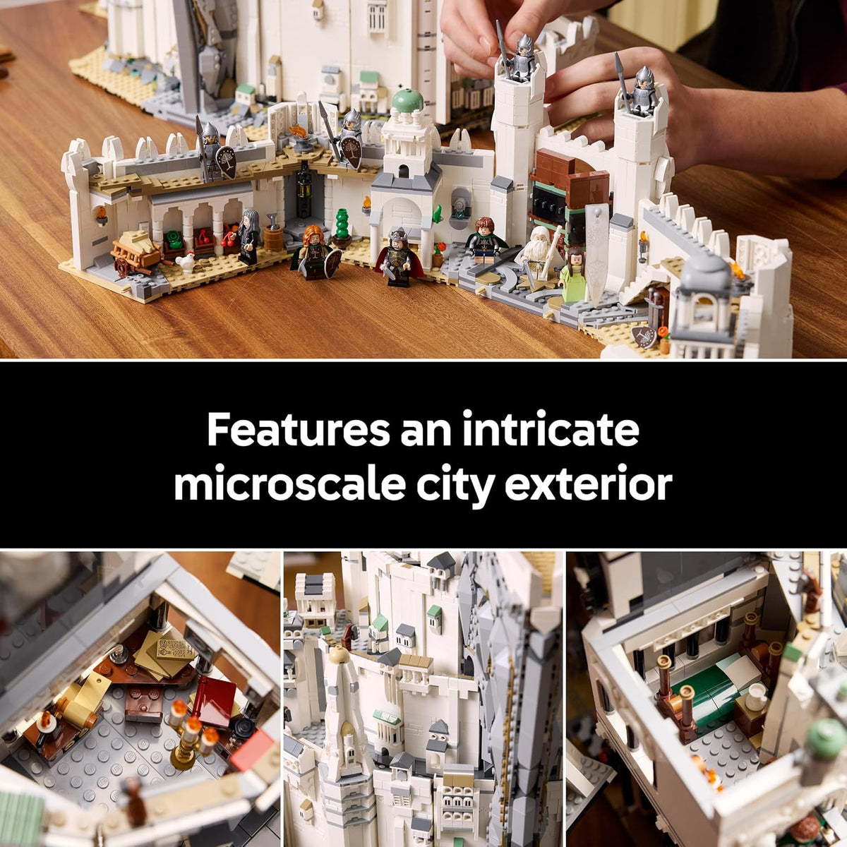LEGO Icons O Senhor dos Anéis: Minas Tirith 11377 | Conjunto para adultos, kit de montagem 3D da Terra Média, 10 minifiguras colecionáveis, item de gravação de filme para montar, presente...