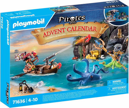 Playmobil 71636 Calendário do Advento: Piratas, Contagem regressiva para o Natal, inclui 24 portas para abrir todos os dias de dezembro, brinquedo de Natal para crianças a partir de 4 anos