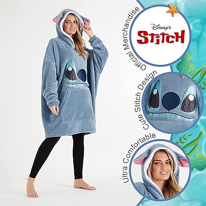 Disney Hoodie Blanket, Sherpa Fleece Oversized Hoodie, Presentes de Eeyore Stitch